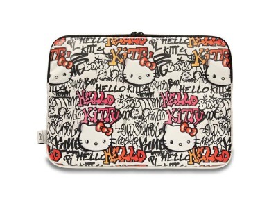 Capa Hello Kitty PU com logotipo met�lico para laptop de 14" - bege
