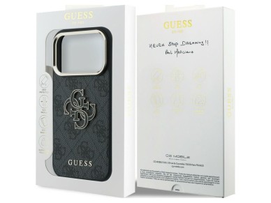 Capa Guess 4G com logo grande em resina para iPhone 17 Pro Max / 18 Pro Max - Preta