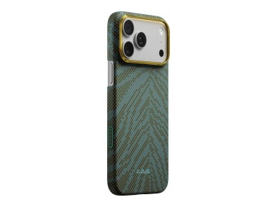 Funda PITAKA Edge Case Etui Breath of Veins para iPhone 17 Pro color verde buceo