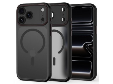 Tech-Protect MagCam MagSafe Case for iPhone 18 Pro / 17 Pro - Matte Black and Red