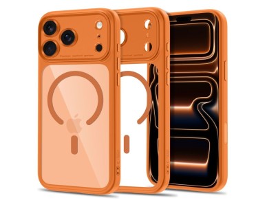 Tech-Protect MagPeak MagSafe CC Case for iPhone 18 Pro Max / 17 Pro Max - Transparent Orange