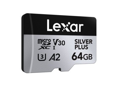 Tarjeta de cr�dito Lexar High-Performance Silver Plus microSDXC 64GB + adaptador