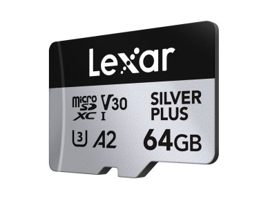 Tarjeta de cr�dito Lexar High-Performance Silver Plus microSDXC 64GB + adaptador