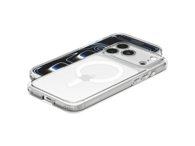Capa Spigen Ultra Hybrid MagSafe para iPhone 18 Pro / 17 Pro - Transparente e Branca Capa Spigen Ultra Hybrid MagSafe para iPhone 18 Pro / 17 Pro - Transparente e Branca