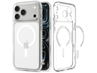 Capa Spigen Ultra Hybrid MagSafe para iPhone 18 Pro / 17 Pro - Transparente e Branca Capa Spigen Ultra Hybrid MagSafe para iPhone 18 Pro / 17 Pro - Transparente e Branca