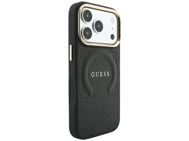 Capa Guess Saffiano Peony & Ring MagSafe para iPhone 17 Pro Max / 18 Pro Max - Preta Capa Guess Saffiano Peony & Ring MagSafe para iPhone 17 Pro Max / 18 Pro Max - Preta