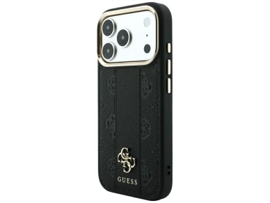 Capa Guess Stripe Peony 4G Logo MagSafe para iPhone 17 Pro Max / 18 Pro Max - Preta Capa Guess Stripe Peony 4G Logo MagSafe para iPhone 17 Pro Max / 18 Pro Max - Preta