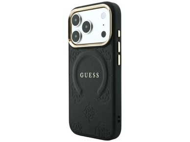 Capa Guess Saffiano Peony & Ring MagSafe para iPhone 17 Pro Max / 18 Pro Max - Preta Capa Guess Saffiano Peony & Ring MagSafe para iPhone 17 Pro Max / 18 Pro Max - Preta