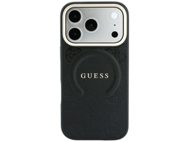 Capa Guess Saffiano Peony & Ring MagSafe para iPhone 17 Pro Max / 18 Pro Max - Preta Capa Guess Saffiano Peony & Ring MagSafe para iPhone 17 Pro Max / 18 Pro Max - Preta