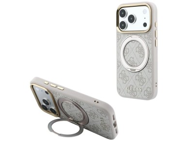 Capa Guess Ring Stand 360 4G Classic Logo MagSafe para iPhone 17 Pro Max / 18 Pro Max - Rosa Capa Guess Ring Stand 360 4G Classic Logo MagSafe para iPhone 17 Pro Max / 18 Pro Max - Rosa