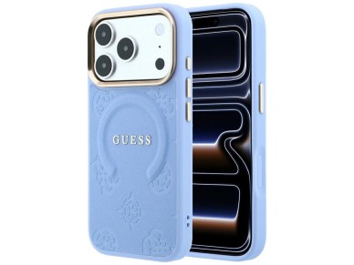 Funda Guess Saffiano Peony & Ring MagSafe para iPhone 17 Pro / 18 Pro - azul claro Funda Guess Saffiano Peony & Ring MagSafe para iPhone 17 Pro / 18 Pro - azul claro