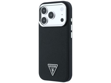 Guess Grained Triangle Logo MagSafe Case for iPhone 17 Pro / 18 Pro - Black