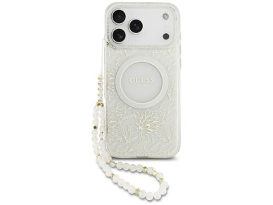 Guess IML Flowers Allover Electroplated with Pearl Strap MagSafe Case for iPhone 18 Pro Max / 17 Pro Guess IML Flowers Allover Electroplated with Pearl Strap MagSafe Case for iPhone 18 Pro Max / 17 Pro