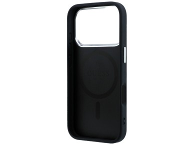Guess Grained Triangle Logo MagSafe Case for iPhone 17 Pro / 18 Pro - Black