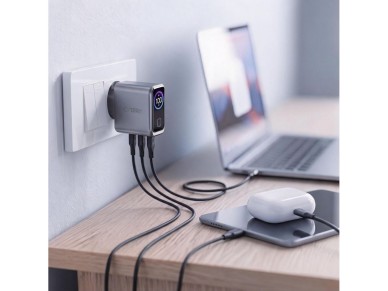 Tech-Protect PowerVision NC100W-GaN 3-Port PD 100W / QC3.0 Wall Charger - Dark Gray Tech-Protect PowerVision NC100W-GaN 3-Port PD 100W / QC3.0 Wall Charger - Dark Gray