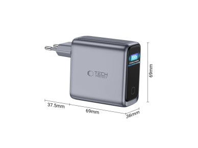 Carregador de parede Tech-Protect PowerVision NC140W-GaN de 4 portas PD 140W / QC3.0 - Cinza escuro Carregador de parede Tech-Protect PowerVision NC140W-GaN de 4 portas PD 140W / QC3.0 - Cinza escuro