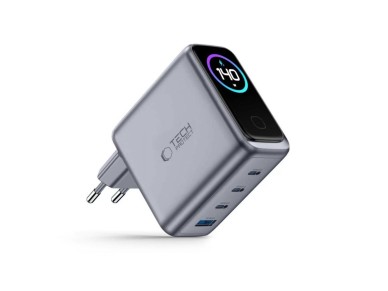 Carregador de parede Tech-Protect PowerVision NC140W-GaN de 4 portas PD 140W / QC3.0 - Cinza escuro Carregador de parede Tech-Protect PowerVision NC140W-GaN de 4 portas PD 140W / QC3.0 - Cinza escuro