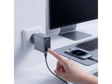 Tech-Protect PowerVision NC100W-GaN 3-Port PD 100W / QC3.0 Wall Charger - Dark Gray Tech-Protect PowerVision NC100W-GaN 3-Port PD 100W / QC3.0 Wall Charger - Dark Gray