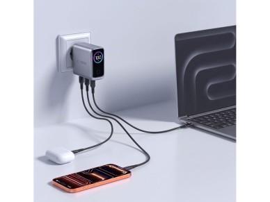 Tech-Protect PowerVision NC100W-GaN 3-Port PD 100W / QC3.0 Wall Charger - Dark Gray Tech-Protect PowerVision NC100W-GaN 3-Port PD 100W / QC3.0 Wall Charger - Dark Gray