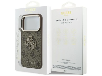 Funda Guess 4G con logo grande de resina para iPhone 17 Pro Max / 18 Pro Max - Marr�n