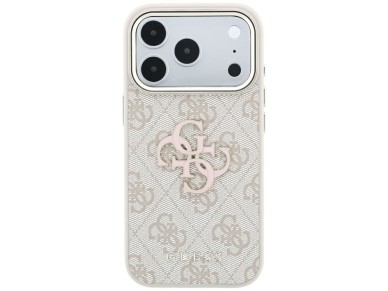 Capa Guess 4G com logo grande em resina para iPhone 17 Pro Max / 18 Pro Max - Rosa Capa Guess 4G com logo grande em resina para iPhone 17 Pro Max / 18 Pro Max - Rosa