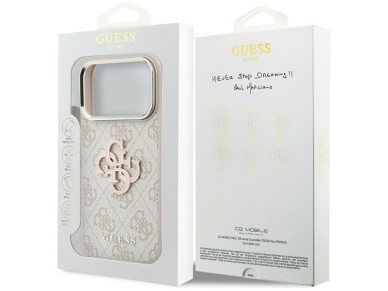 Capa Guess 4G com logo grande em resina para iPhone 17 Pro Max / 18 Pro Max - Rosa Capa Guess 4G com logo grande em resina para iPhone 17 Pro Max / 18 Pro Max - Rosa