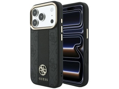 Guess 4G with Stripe Round and Classic Logos MagSafe Case for iPhone 17 Pro / 18 Pro - Black Guess 4G with Stripe Round and Classic Logos MagSafe Case for iPhone 17 Pro / 18 Pro - Black