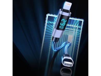 Cabo Orico LDA2L USB-A para Lightning 12W com visor LED 0,5m - Preto e Prata