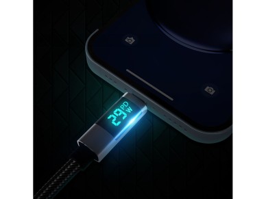 Cabo Orico LDA2L USB-A para Lightning 12W com visor LED 0,5m - Preto e Prata