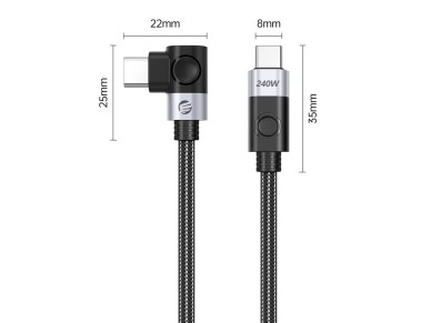 Orico CW240 USB-C to USB-C PD 240W 1.5m Angled Cable - Black Orico CW240 USB-C to USB-C PD 240W 1.5m Angled Cable - Black