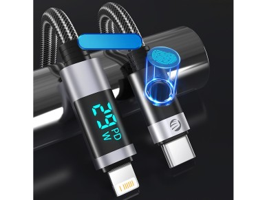 Orico LDC2L USB-C to Lightning PD 29W Cable with LED Display 480Mbps 2m - Black