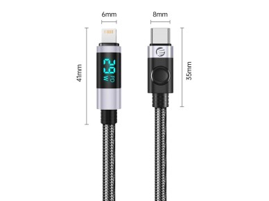 Orico LDC2L USB-C to Lightning PD 29W Cable with LED Display 480Mbps 2m - Black