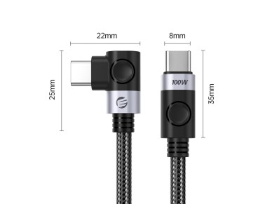 C2C PD100W Laptop Fast Charging Cable (Right Angle) black 1m C2C PD100W Laptop Fast Charging Cable (Right Angle) black 1m