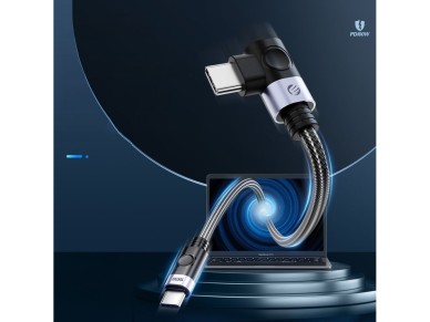 C2C PD100W Laptop Fast Charging Cable (Right Angle) black 1m C2C PD100W Laptop Fast Charging Cable (Right Angle) black 1m
