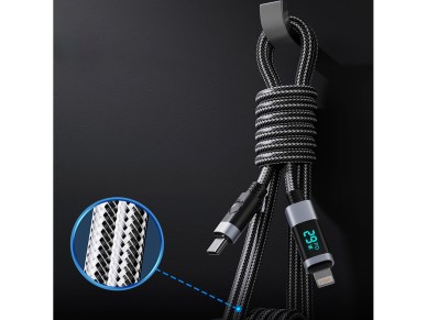 Orico LDC2L USB-C to Lightning PD 29W Cable with LED Display 480Mbps 2m - Black