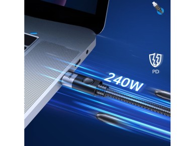 Cabo Orico CW240 USB-C para USB-C PD 240W de 2m com design angular - Preto Cabo Orico CW240 USB-C para USB-C PD 240W de 2m com design angular - Preto