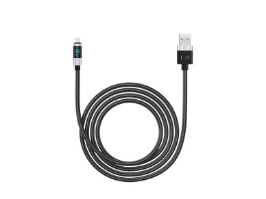 Cabo Orico LDA2L USB-A para Lightning 12W com visor LED 0,5m - Preto e Prata