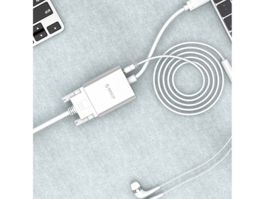 Orico PTAV USB-C - VGA adapter and 3.5 mm Full HD mini jack 0.15 m - silver Orico PTAV USB-C - VGA adapter and 3.5 mm Full HD mini jack 0.15 m - silver