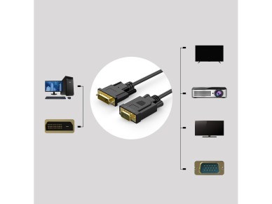 Cabo Orico XD-DITV DVI 24+1 VGA Full HD, adaptador de 5 m - preto
