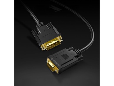 Cabo Orico XD-DITV DVI 24+1 VGA Full HD, adaptador de 5 m - preto