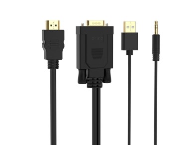 Orico XD-VATH VGA and mini jack 3.5 mm to HDMI Full HD 60 Hz cable with USB power 5 m - black