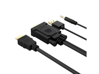 Orico XD-VATH VGA and mini jack 3.5 mm to HDMI Full HD 60 Hz cable with USB power 5 m - black