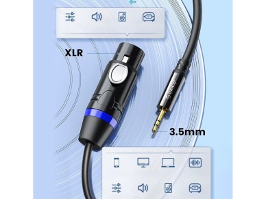 Cabo de �udio Orico AXKF mini jack de 3,5 mm para XLR f�mea de 5 m - preto