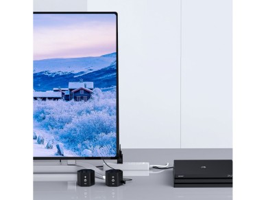 Cabo Orico XD-VATH VGA e mini jack de 3,5 mm para HDMI Full HD 60 Hz com alimentação USB, 5 m - pret Cabo Orico XD-VATH VGA e mini jack de 3,5 mm para HDMI Full HD 60 Hz com alimentação USB, 5 m - pret