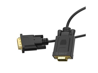 Cabo Orico XD-DITV DVI 24+1 VGA Full HD, adaptador de 5 m - preto