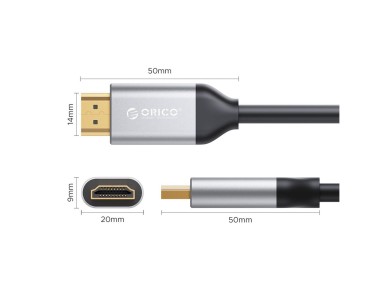 Cabo HDMI 2.0 4K 60 Hz Orico H4Y1 de 0,5 m - Preto