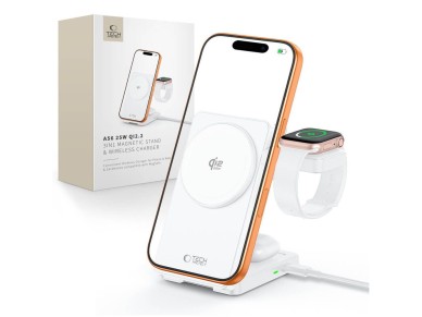Carregador sem fio Tech-Protect A56 3 em 1 MagSafe 25W QI2.2 + Cabo USB-C/USB-C de 100 cm - Branco Carregador sem fio Tech-Protect A56 3 em 1 MagSafe 25W QI2.2 + Cabo USB-C/USB-C de 100 cm - Branco