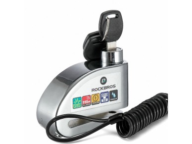 Cadeado para bicicleta Rockbros LBAYG8308 com alarme e trava de disco - Preto