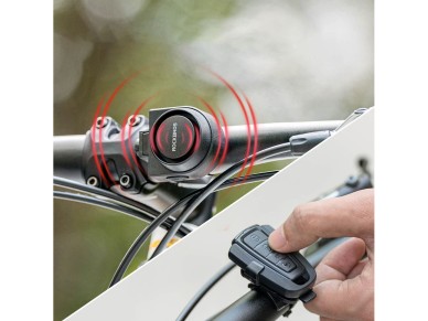 Timbre para bicicleta Rockbros A2 con alarma de 115 dB y control remoto USB-C - Negro Timbre para bicicleta Rockbros A2 con alarma de 115 dB y control remoto USB-C - Negro