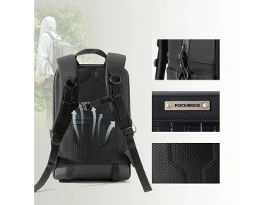 Mochila de ciclismo Rockbros H51 com painel solar - Preta Mochila de ciclismo Rockbros H51 com painel solar - Preta